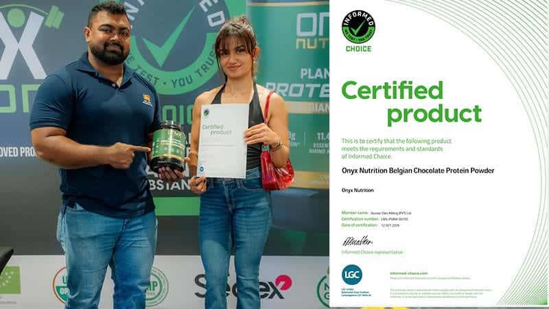 ජාත්‍යන්තර Informed Choice තත්ත්ව සහතිකය හිමි කරගත් ප්‍රථම ශ්‍රී ලාංකික දේශීය පෝෂණ අතිරේක සන්නාමය බවට ONYX Nutrition පත් වේ